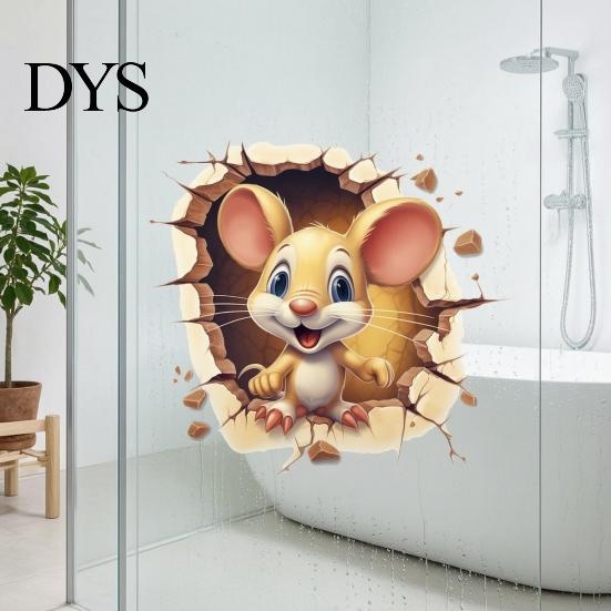 Self Adhesive Mouse Stickers for Toilet 3D Cartoon Sticker, Waterproof PVC Wall Decal, Removable Funny Bathroom Murals Stickers, Lid And Tiles