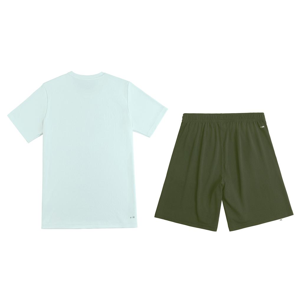 Li-Ning Campus Series Simple Brand Logo Comfortable Quick-Dry Short Sleeve Versatile Tied Five-Point Pants Casual Sports Suit Men suit YATV051-4