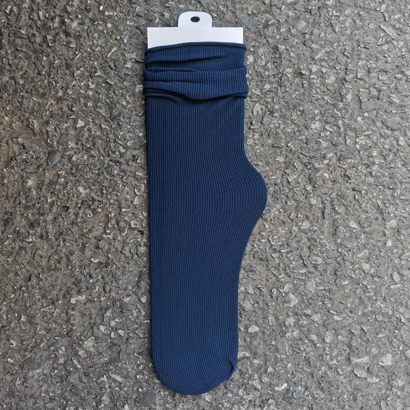 Women's Summer Thin Allpurpose Solid Color Retro Vertical Stripe In The Long Tube Pile Socks