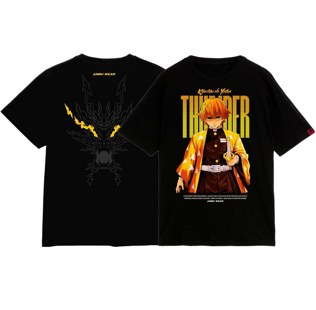 Anime Zenitsu Graphic T-shirt Demon Slayer Manga Print T Shirt For Men Women Clothing High Quality Cotton Short Sleeves Tees Top