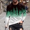 Heren Lente Ink Print Lange Mouw T-shirt Heren Losse Casual Mode Lange Mouw T-shirt