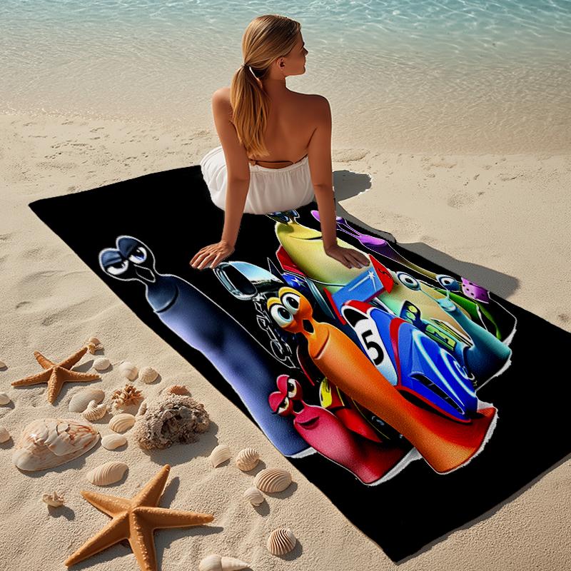 proof beach towel with a Turbo pattern - soft,absorbent,quick-drying,machine washable - perfect for swimming,camping,bathing