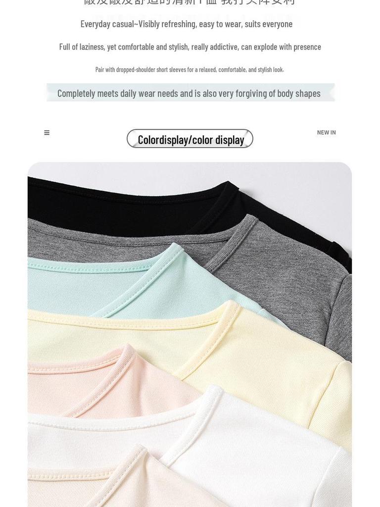 Ladies' Large V-Neck Short-Sleeve T-Shirt - Spring/Summer, Loose Fit, Solid Color, Versatile & Slimming.