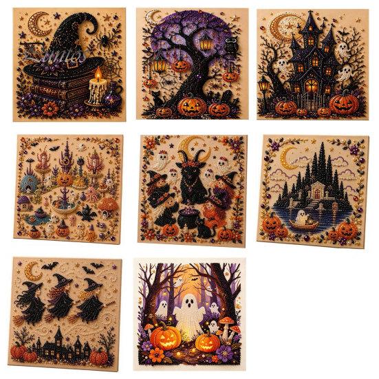 Handgefertigte Wanddekoration für Halloween, Perlen-Kunst-Set, Hexe Geist Malerei DIY Kürbis Diamant Gruseliges Bastelset für Erwachsene, Kreatives Feiertagsgeschenk für Liebhaber