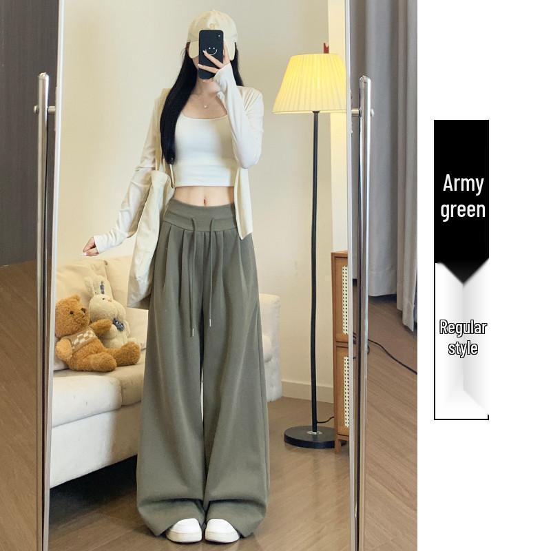 

Women s Plus Velvet High-Waisted Wide-Leg Pants - Autumn/Winter Thickened Curve Drape Casual Wear L (57.5-65 kg)