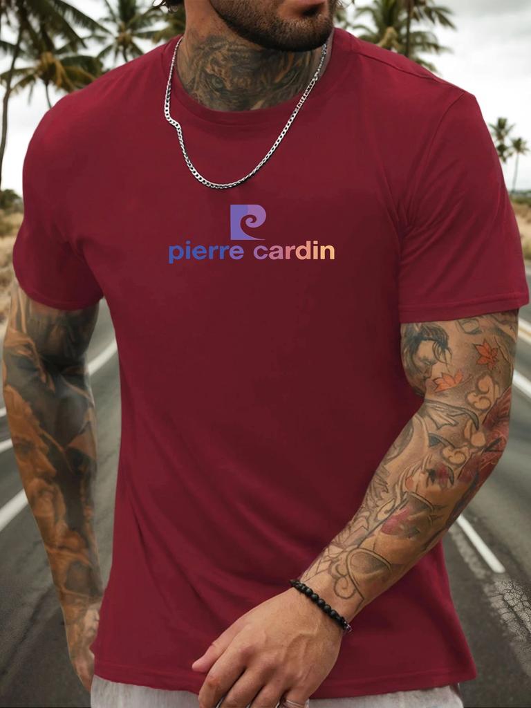 Short Sleeve TShirt Pierre Cardin Mens 100 Cotton Pattern Printed Shirt Summer Round Neck Breathable Casual Fashion Cool Tees