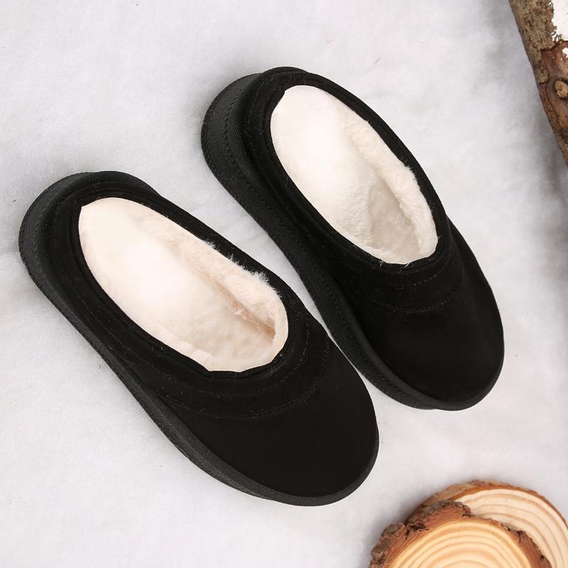 

Модные женские повседневные короткие голенища, уличные утолщенные тапочки, нескользящие женские зимние слипоны с закрытым носком, новые удобные 2024, ботинки, шлепанцы женские 36 чёрный