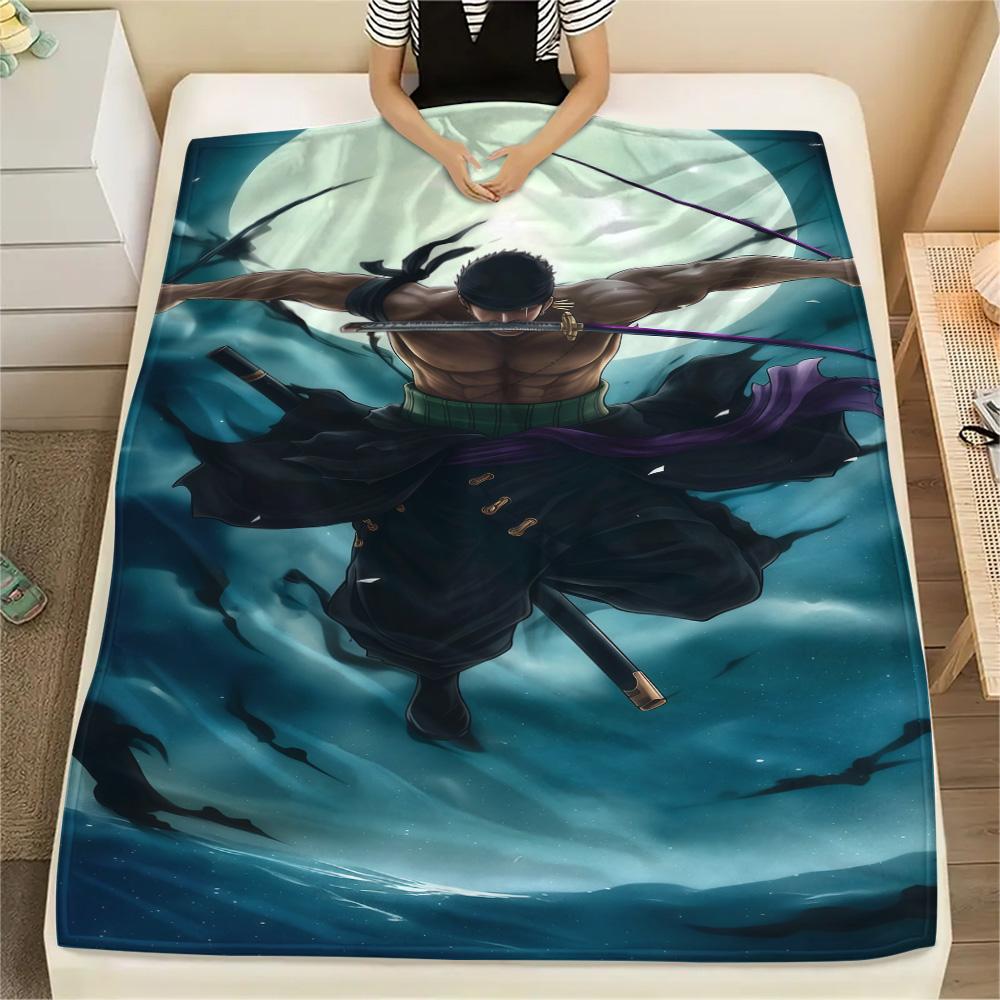 1PC Roronoa Zoro Patterned Flannel Blanket Suitable For All Seasons For Home Decor Warmth And Comfort Gifts Holiday Present