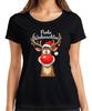 Merry Christmas Reindeer Rudolph Red Nose Santa Hat Cute Women's T-Shirt