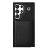 BKS-003 For Samsung Galaxy S24 Ultra Case Tri-Fold Card Holder Kickstand TPU+Leather Back Cover with Shoulder Strap