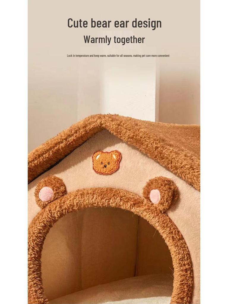 Four Seasons Universal Dog Bed: Washable, Warm, Large, Pet House-Shaped Bed for Dogs and Cats.