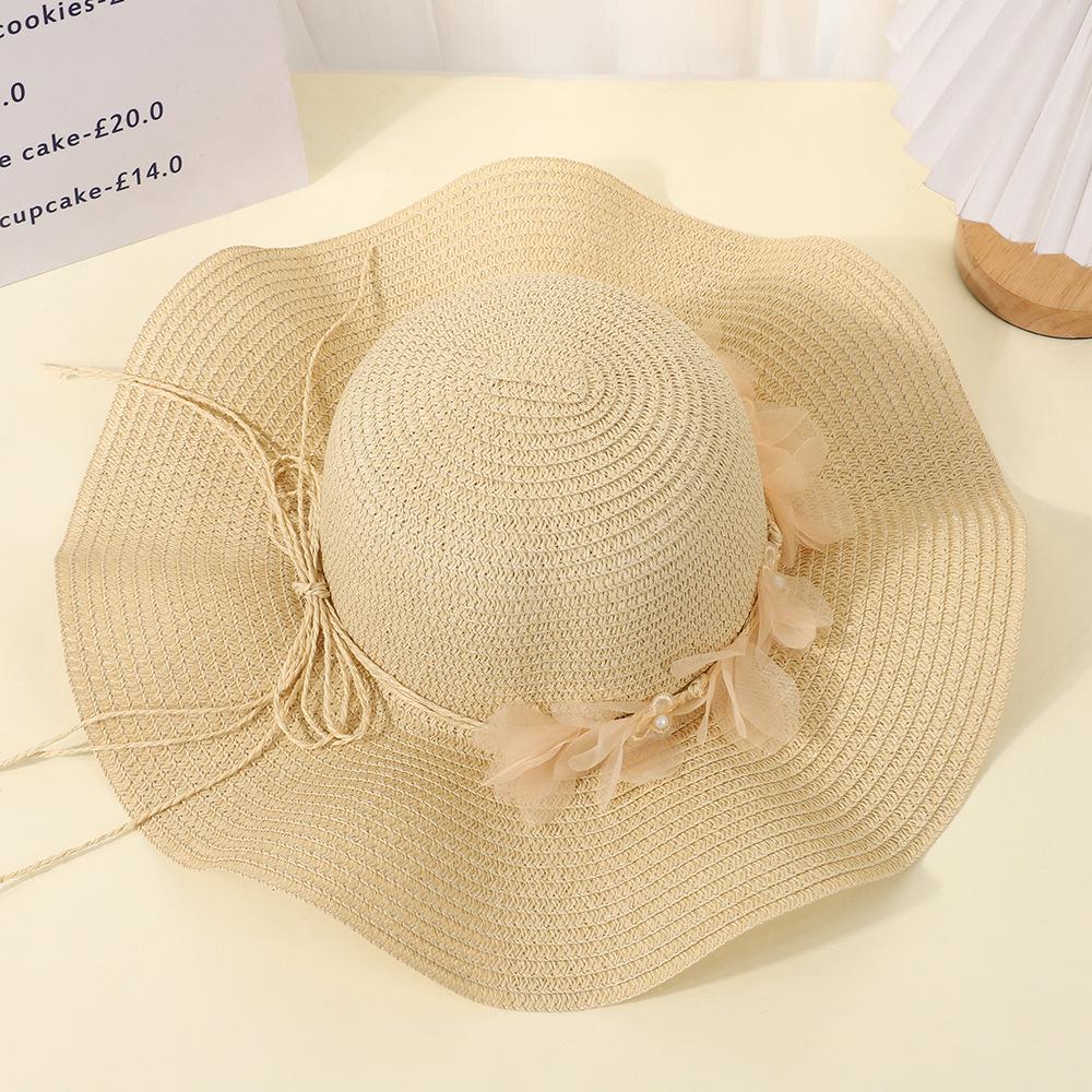 Dames Stro Zonnehoed met Brede Rand - Opvouwbare Strand- & Vakantiehoed