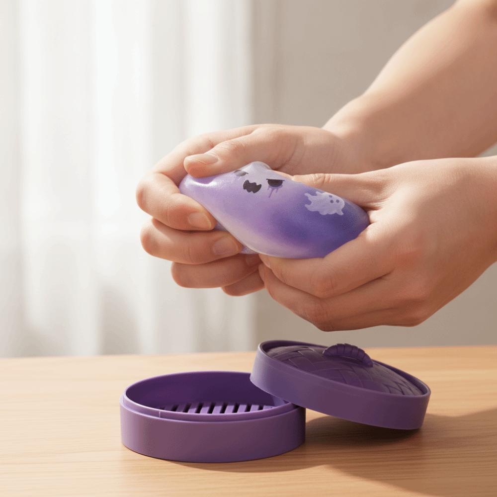 With Steamer Dumplings Squishy Toy Slow Rising Finger Suction Dumpling Sensory Toy Realistic Soft Fidget Squishy Bun Adults&Kids