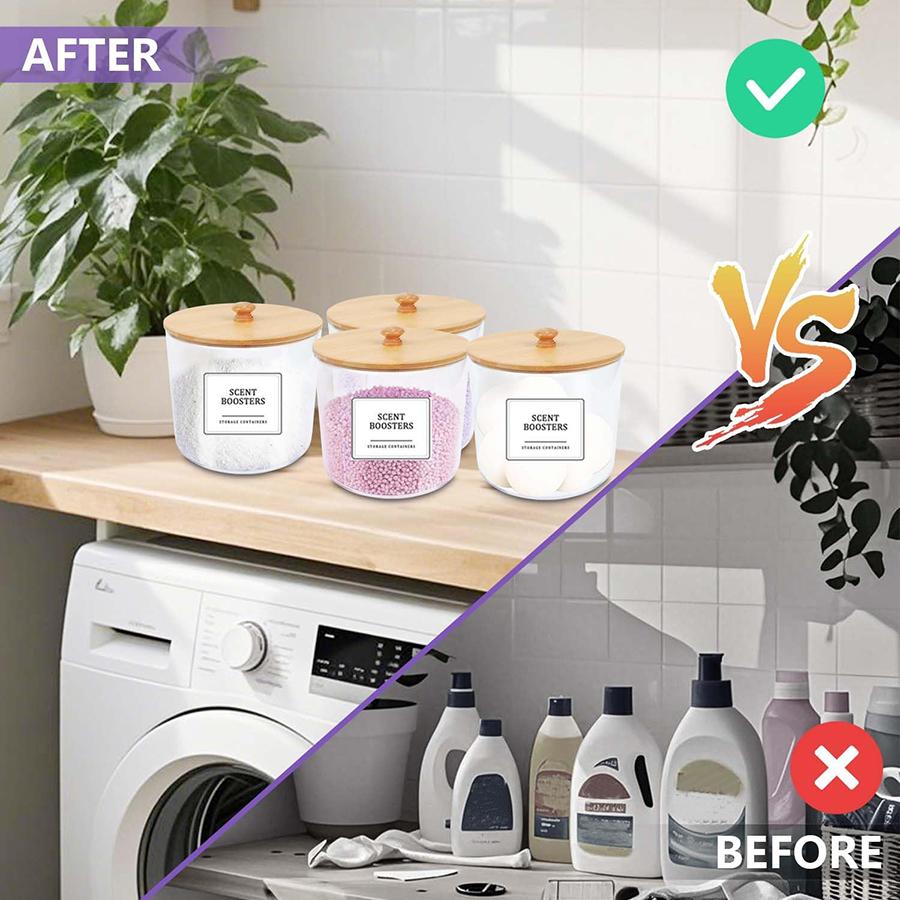 2er-Pack Waschmittelkapsel-Behälter, Klare Behälter für die Waschküchenorganisation, Große Aufbewahrungsbehälter für Waschpulver