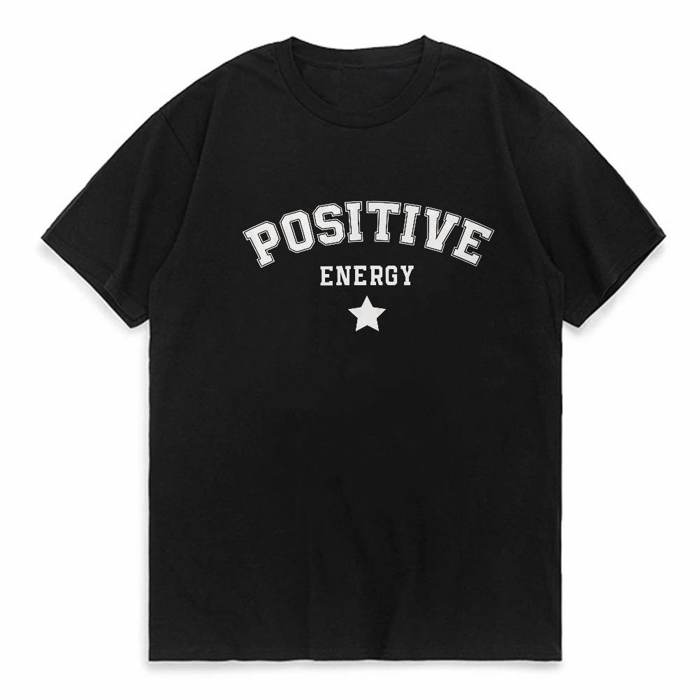 

Positive Energy Men Women Tshirts Trendy Urban Streetwear Summer Elegant Star Letter Printed Tshirt Casual Loose Couples Tops 4XL