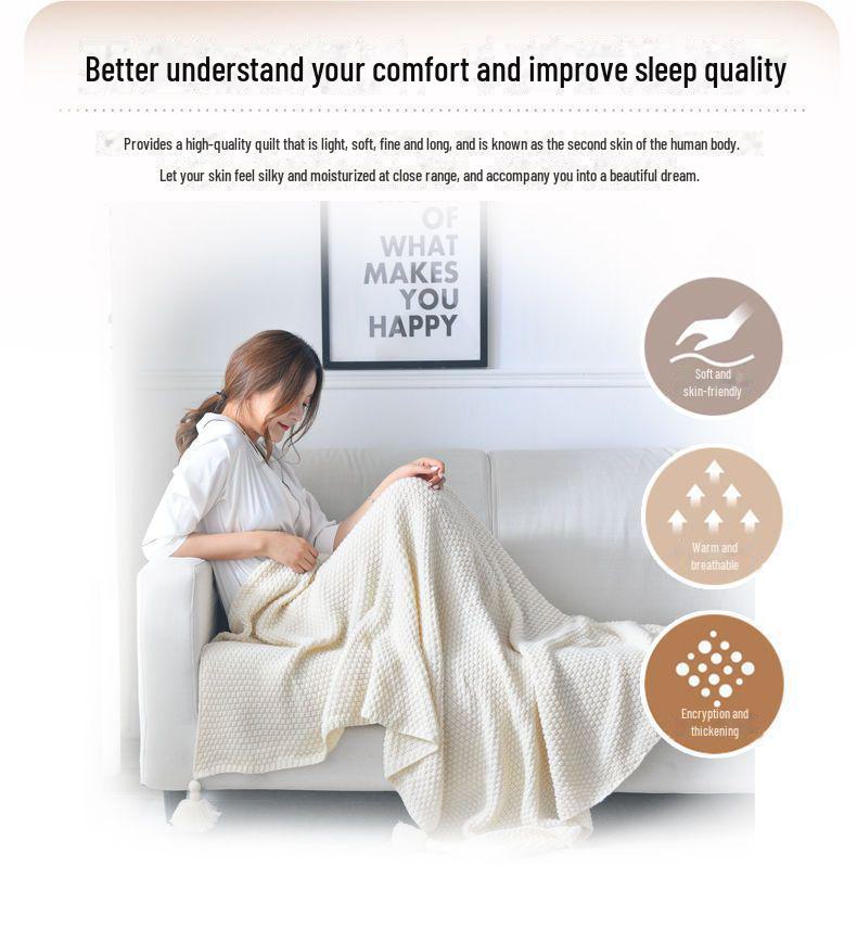 Cross-Border Knitted Lightweight Shawl: Cozy Autumn/Winter Blanket for Office, Airplane & Leisure