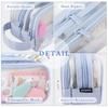 i Superb Triple Zipper Light Blue Pencil Case Large Capacity 3 Compartment Oxford Travel Organizer 21 x 5 9 cm