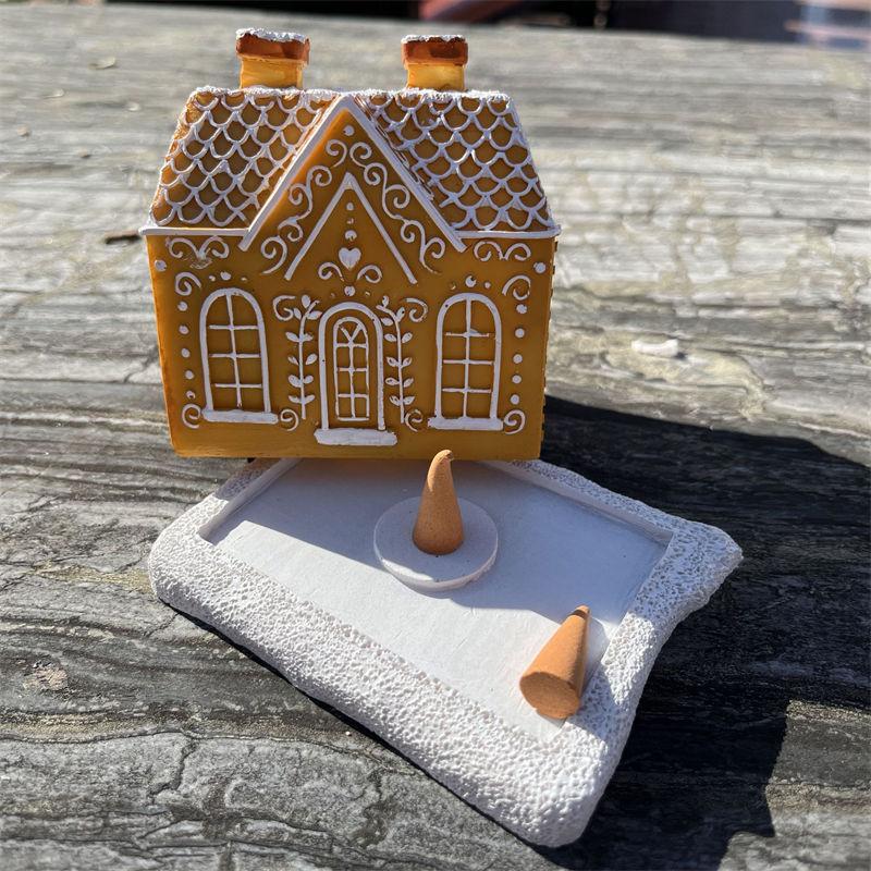 Christmas Incense Cone Resin Decorations Burner Gingerbread Cottage Festive
