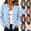 Cardigan a maglia da donna casual a quadri con bottoni e maniche lunghe, cappotto per autunno inverno