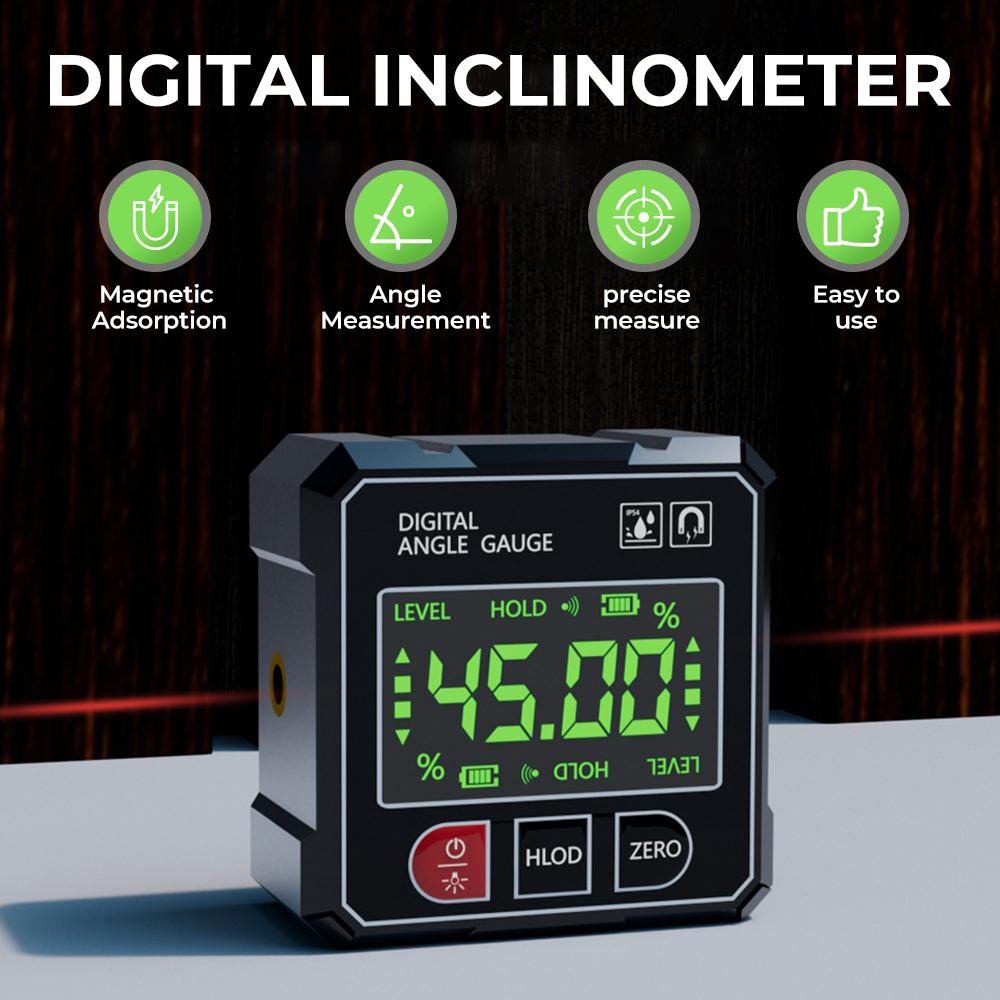 Digital Inclinometer Measure Level 4 Sided Magnetic Suction Double-sided Laser Tilt Angle Box Electronic Angle Ruler for Slope