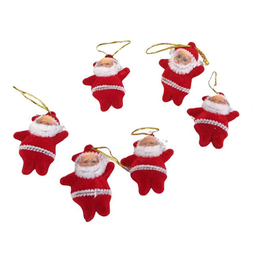 6 Pcs Santa Claus Ornaments for Tree Fabric Santa Claus Christmas Hanging Ornaments 3D Santa Doll Pendant for Xmas Tree Decor