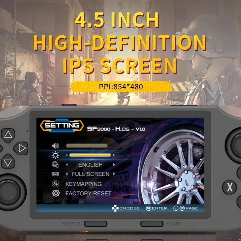 SF3000 Retro Handheld Video Game Console Player With 2 Game Pads Linux System 4.5 Inch Screen 3000mAh Portable Video Player Games