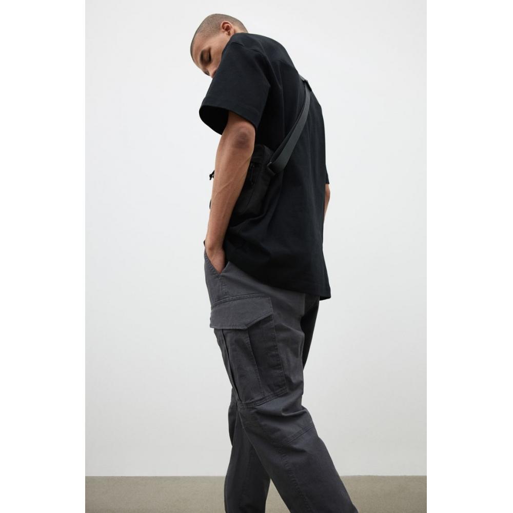 H M sliM Fit Cargo Jogger Pants Dark Grey