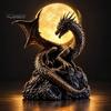 Resin Dragon Sculpture Gothic Moon Statue Lamp, Figurine LED Night Light, Unique Ambient Lighting Sculptural Table Lamp for Room Fantasy Decor, Lovers