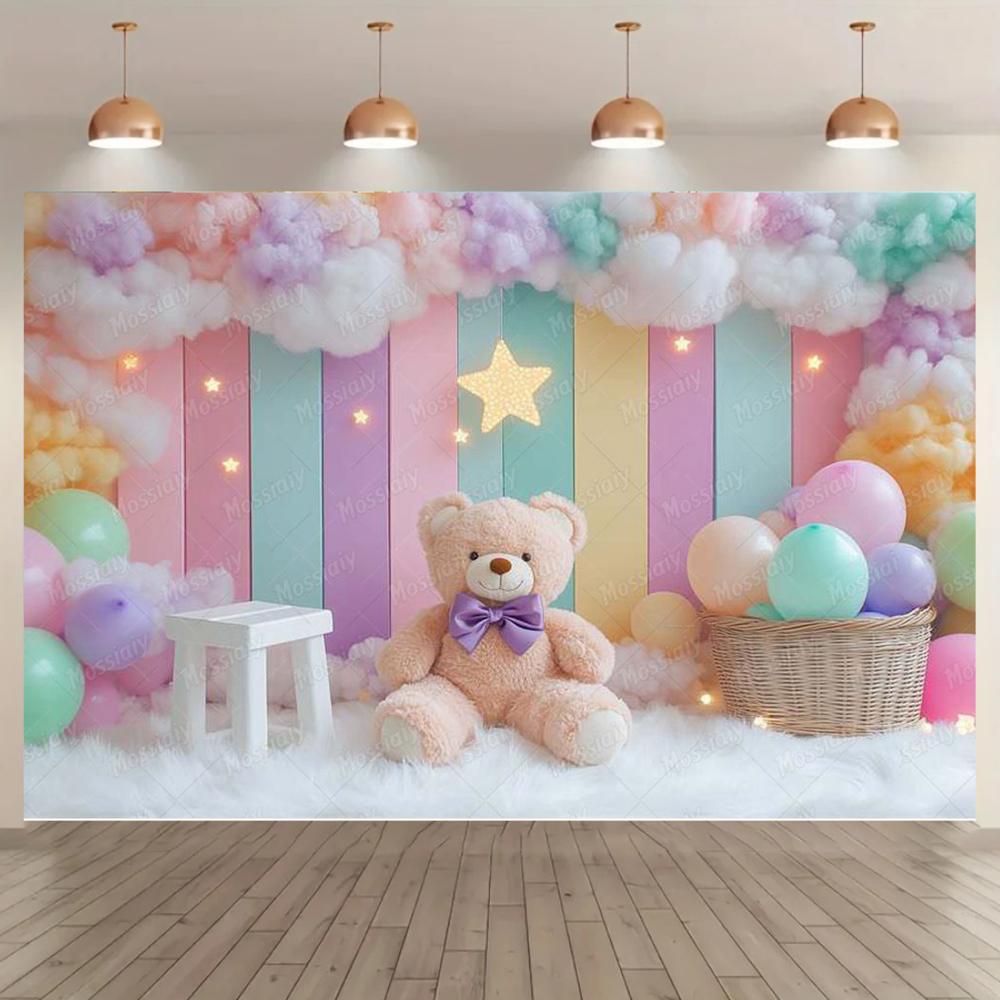 Geburtstagsparty Dekoration für Neugeborene Hintergrund Heißluftballon Bär Wolke Babyparty Porträt Fotografie Studio Zubehör