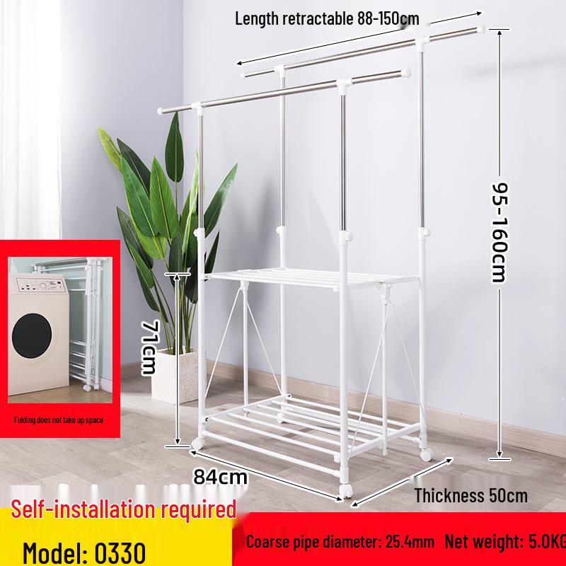 Folding Floor-Standing Stainless Steel Clothes and Quilt Drying Rack