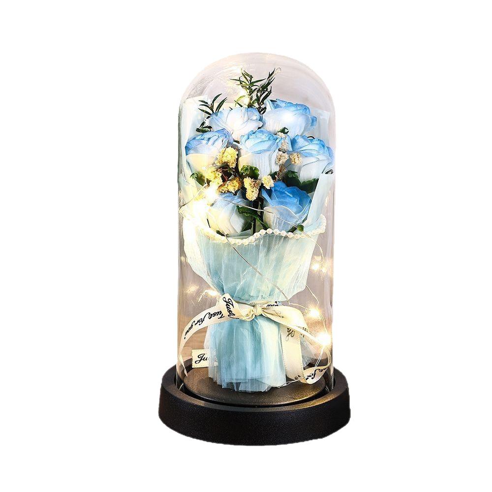 Qixi Festival Valentine's Day Gift Pearl Yarn Eternal Flower Rose Glass Cover Creative Birthday Gift Ornament