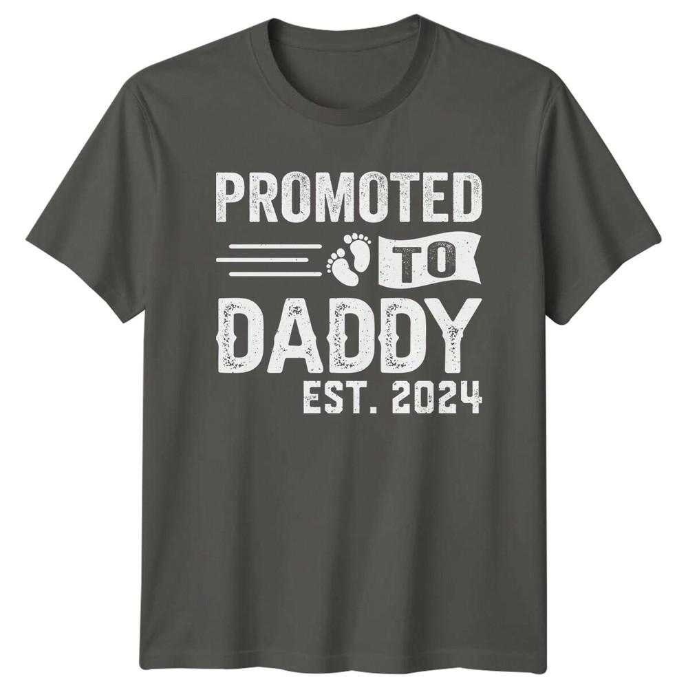 Promoted To Daddy Est 2024 TShirt New Dad Fathers Day Gift S