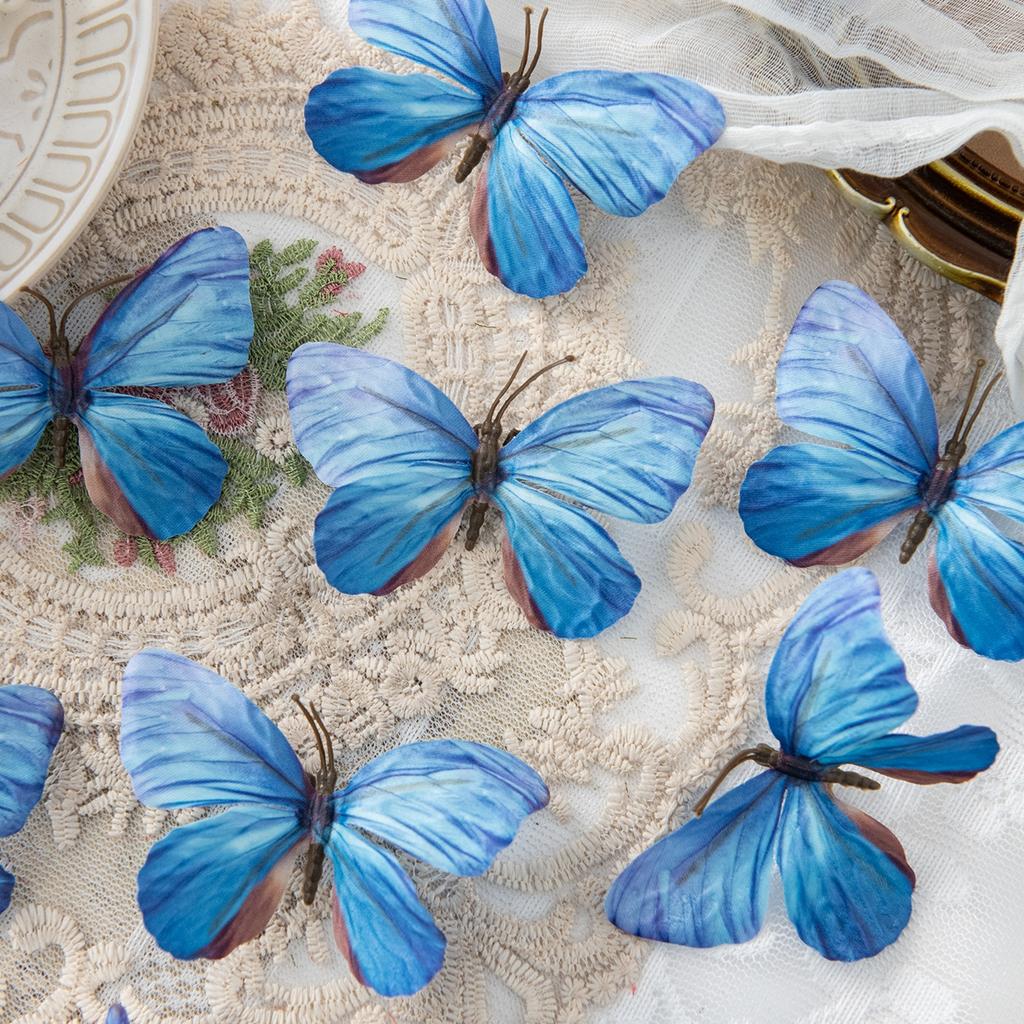 10/20PCS Artificial Fake Fluorescent Butterfly Home Room Decora Festival Wreaths Wedding Bridal Diy Accessories Headwear Brooch