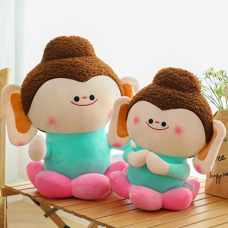 Push Pillow Buddha Xiaoban Yungang Grottoes Datong Cultural and Creative Lotus Buddha Wealth Buddha Plush Toy Pillow Ornament Gift for Women