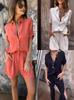 2024 Women's Cotton & Linen Short-Sleeved Short Pants Casual Set for Spring/Summer