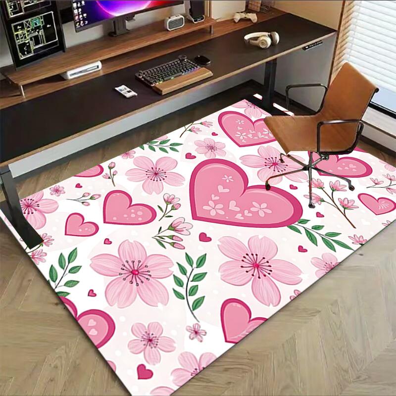 1PC Heart Flowers Extra Large Non-Slip Floor carpet, Office, family, bedroom, Studio - Large Area Rug,Longlasting Material-K0374