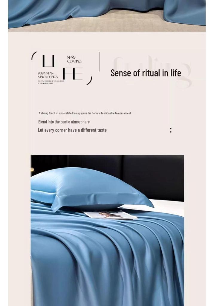 Juego de Ropa de Cama de Seda Helada de Verano Refrescante - Funda Nórdica Lavable y Transpirable, Funda de Almohada para Dormitorios de Estudiantes Individuales