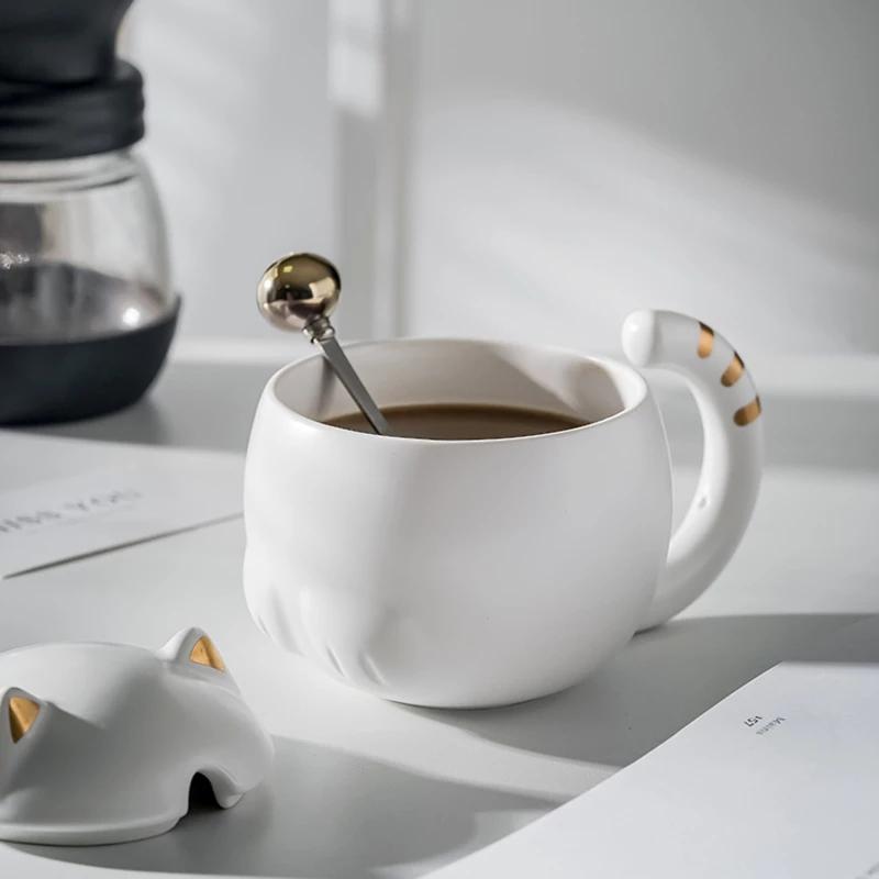 350 ml neue Persönlichkeit süße limitierte Auflage mysteriöse schwarze Katze Becher Halloween Kaffeetasse Teetasse Geschenk für Familie/Paare/Freunde