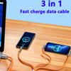 3 In 1 Elbow Fast Charge Cord 120W Micro USB Type-C Multiple USB Phone Cables Liquid Silicone For Xiaomi 13 Samsung IPhone 14 13