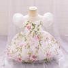 One-Year-Old Baby Girl Princess Birthday Mesh Dress with Flowers & Hair Accessories