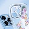 For iPhone 16 Pro 15 Plus 14 Pro Max 13 12 11 XR XS 8 7 Case Floral Print Clear Shockproof Soft Silicone Lens Protection Transparent Phone Cover