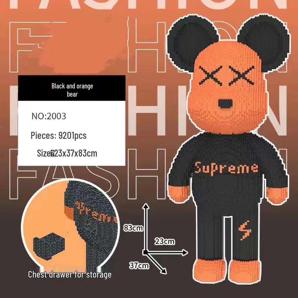 Girls' Compatible Lego: Violent Bear Building Block Series - Educational Micro-Block Interlocking Toys & Gifts