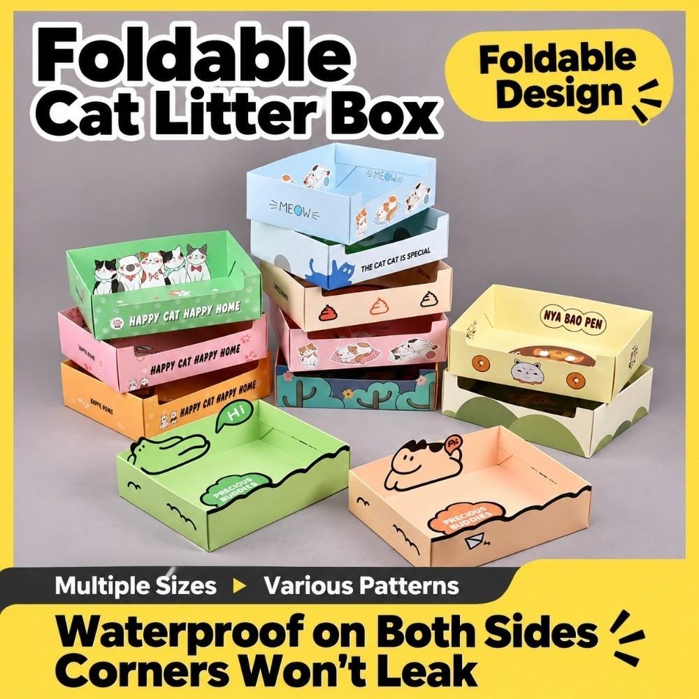 Thickened Cat Toilet Litter Tray Foldable Travel Cats Poop Toilet Outdoor