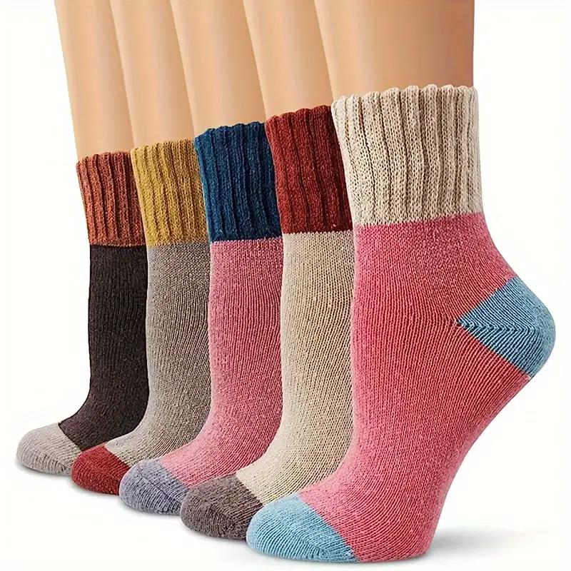

5 Pairs Trendy Thermal Soft Comfortable Socks, Casual Versatile Fall Winter Warm Outdoor Sports Socks 5 pairs