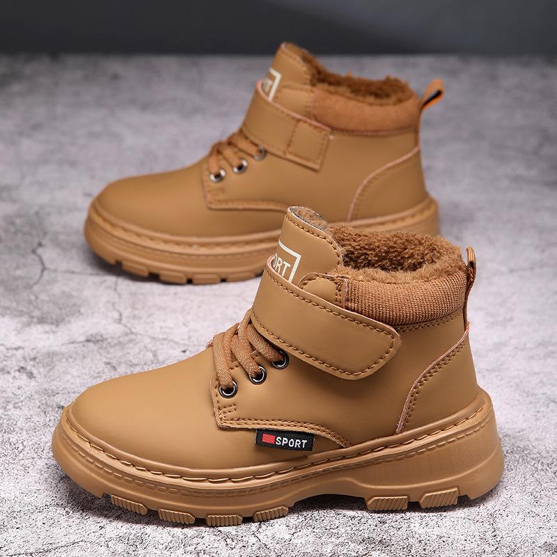 Waterdichte Jongens Martin Boots - Nieuwe Warme, Antislip, Velours Gevoerde Katoenen Schoenen voor Middelgrote en Grote Kinderen.