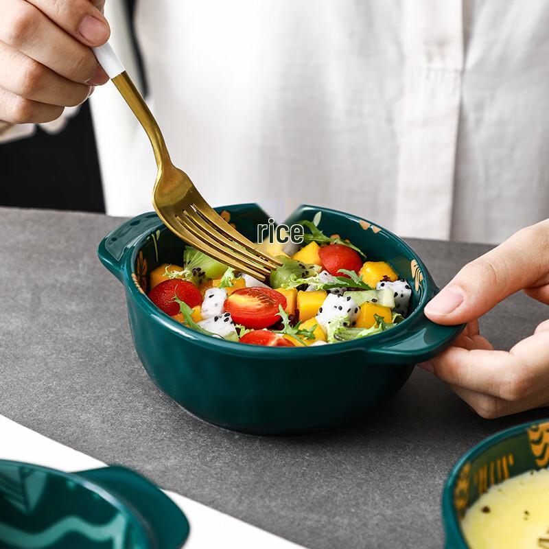 Japanese Ceramic Double-Handle Noodle & Salad Bowls (Set of 2)