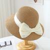 Mesh Bow Showing Face Small Visor Hat Big Brim Bucket Hat Female, Traveling Shading Straw Hat Seaside Beach Hat