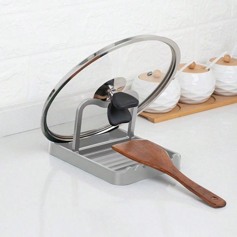 Topfdeckelhalter-Gestell, Inklusive Löffelhalter und Topfdeckelhalter, Küchenutensilienhalter, Schaberhalter und Topfuntersetzer, Kochplatten-Löffelhalter