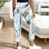 Women Plus Size Colorful Printed Jogger Pants Drawstring Waist Side Pockets Cuffed Ankle