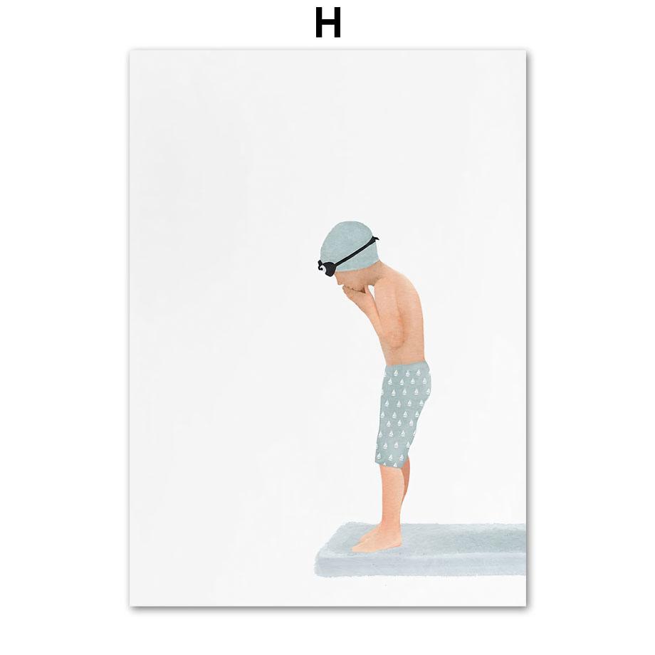 Ροζ Παραλία Κολύμπι Φλαμίνγκο Βιβλίο Μπαλόνι Τέχνη Τοίχου Καμβάς Ζωγραφική Αφίσες Και Εκτυπώσεις Εικόνες Τοίχου Διακόσμηση Υπνοδωματίου Μωρού Κοριτσιού Αγοριού